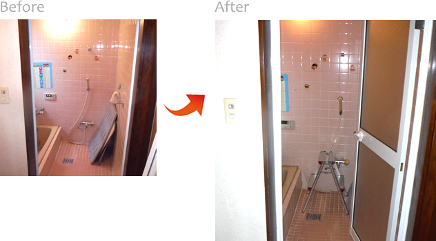 豊明市　Ｉ様邸　浴室ドア取付け　平成27年1月施工